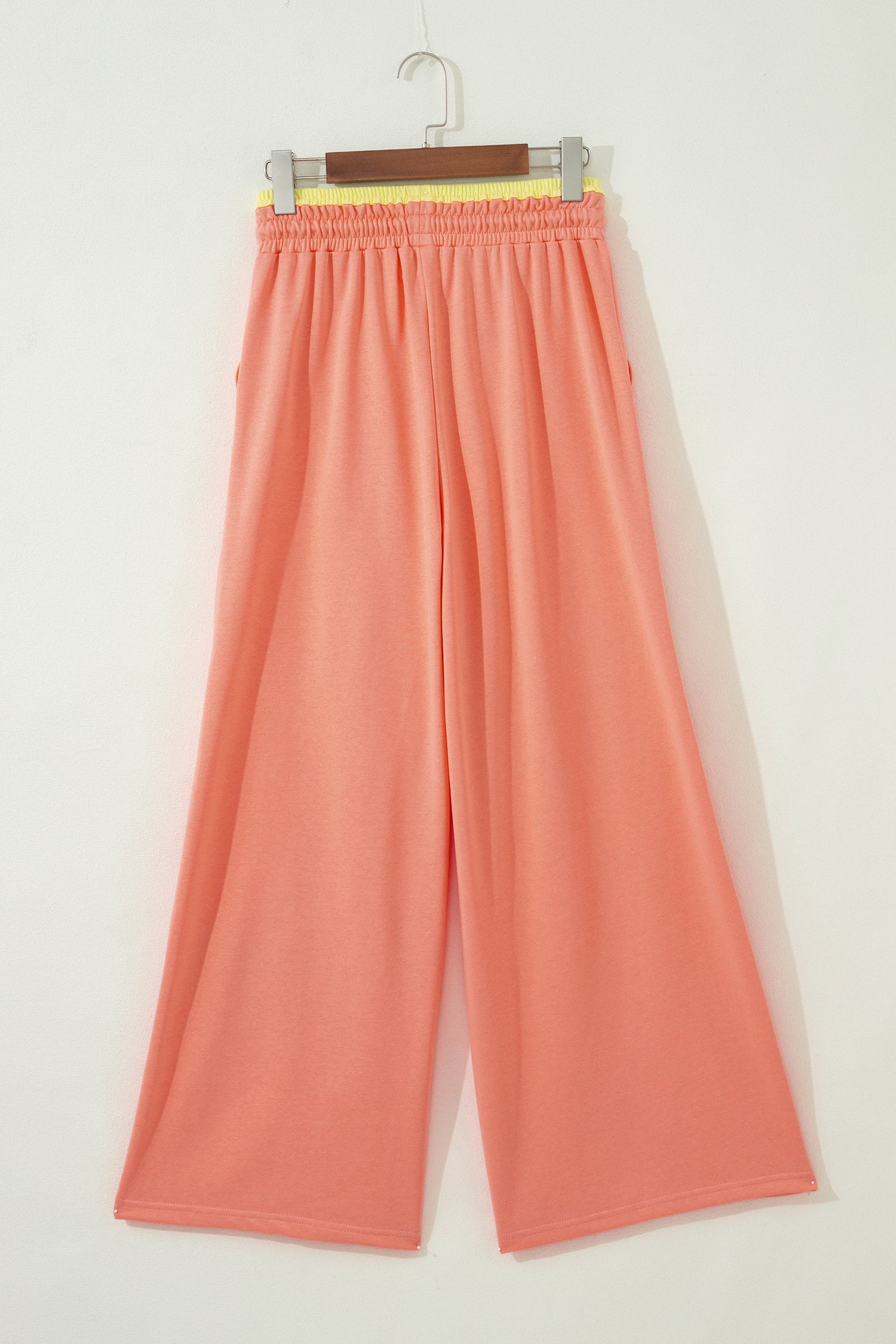 Colour Block Flower Patchwork Drawstring Contrasted Elastic Waist Wide Leg Pants
