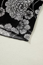 Thumbhole Long Sleeve Floral Print Mesh Top