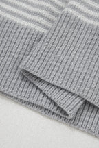 Stripe Contrast Heart Pattern Valentine Knit Sweater