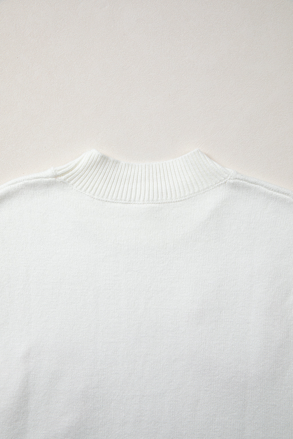 Corded Horseshoes Ribbed Trim Mock Neck Short Sleeve Sweater