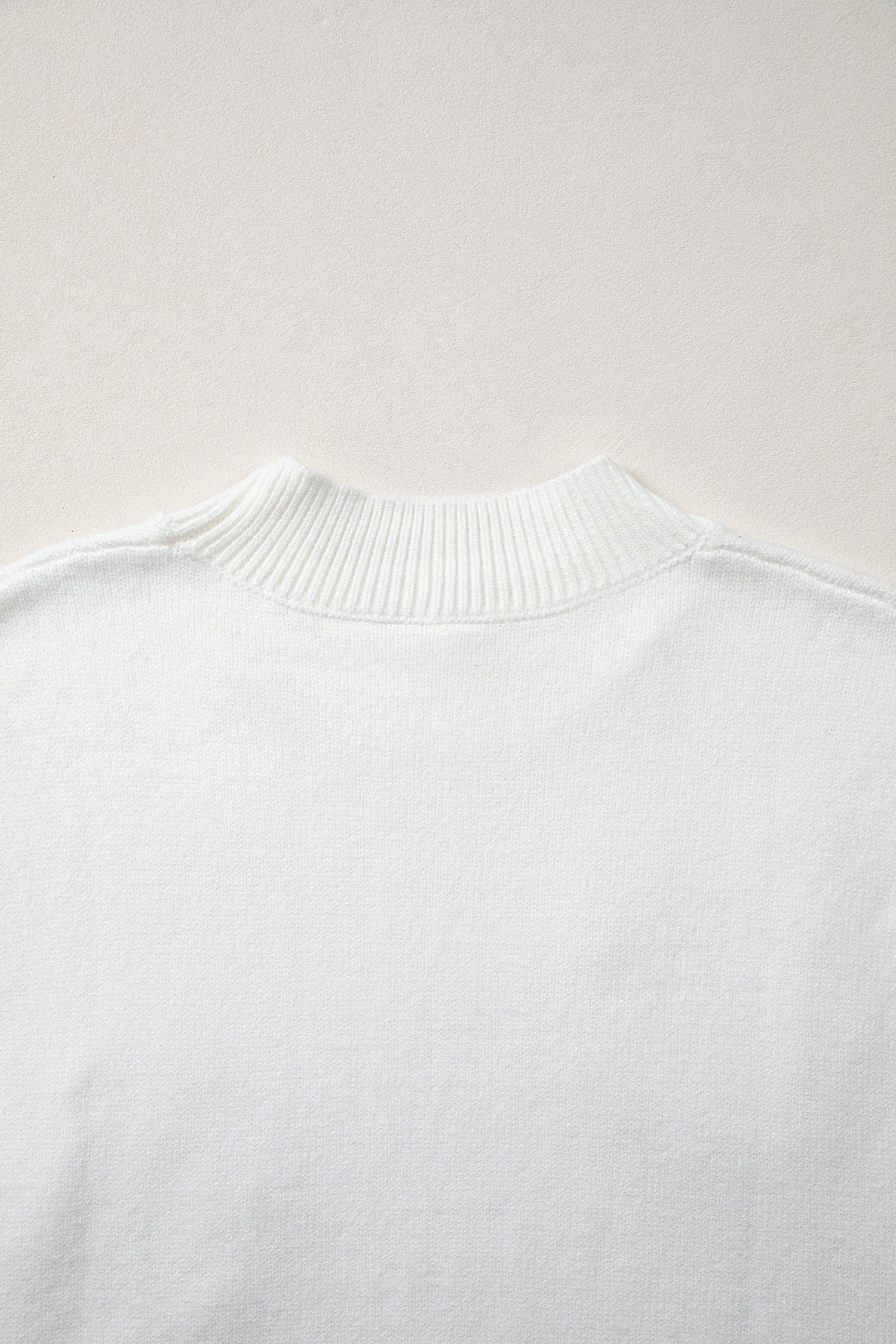 Corded Horseshoes Ribbed Trim Mock Neck Short Sleeve Sweater