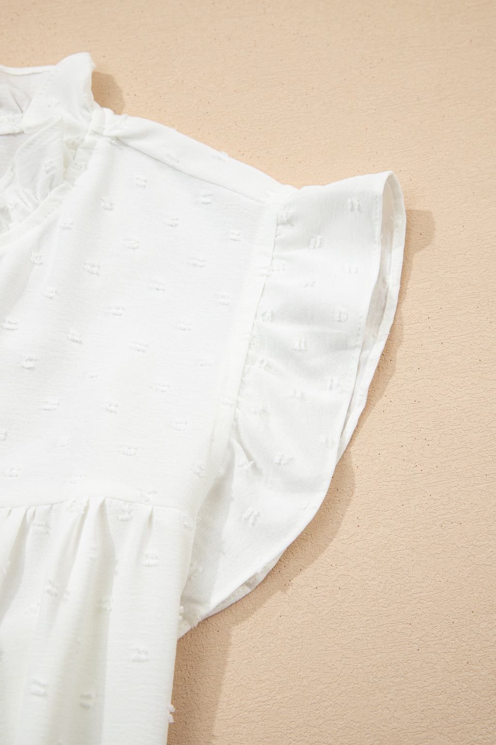 Plus Size Swiss Dot Ruffle Lace Trim V Neck Tank Top