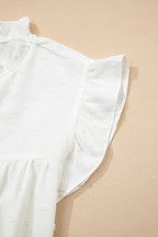 Plus Size Swiss Dot Ruffle Lace Trim V Neck Tank Top