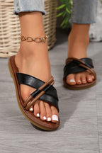 Criss Cross PU Leather Flat Sandals