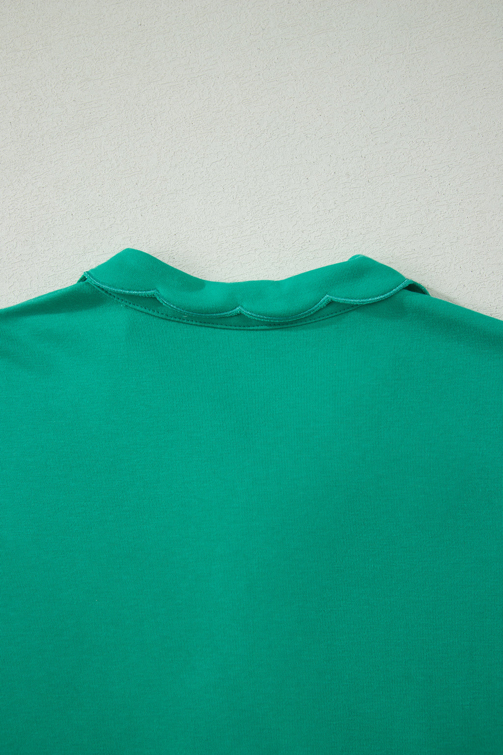 Solid Color Snap Button Polo Collar Short Sleeve Scallop Hem Mini Dress