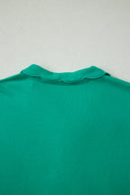 Solid Color Snap Button Polo Collar Short Sleeve Scallop Hem Mini Dress