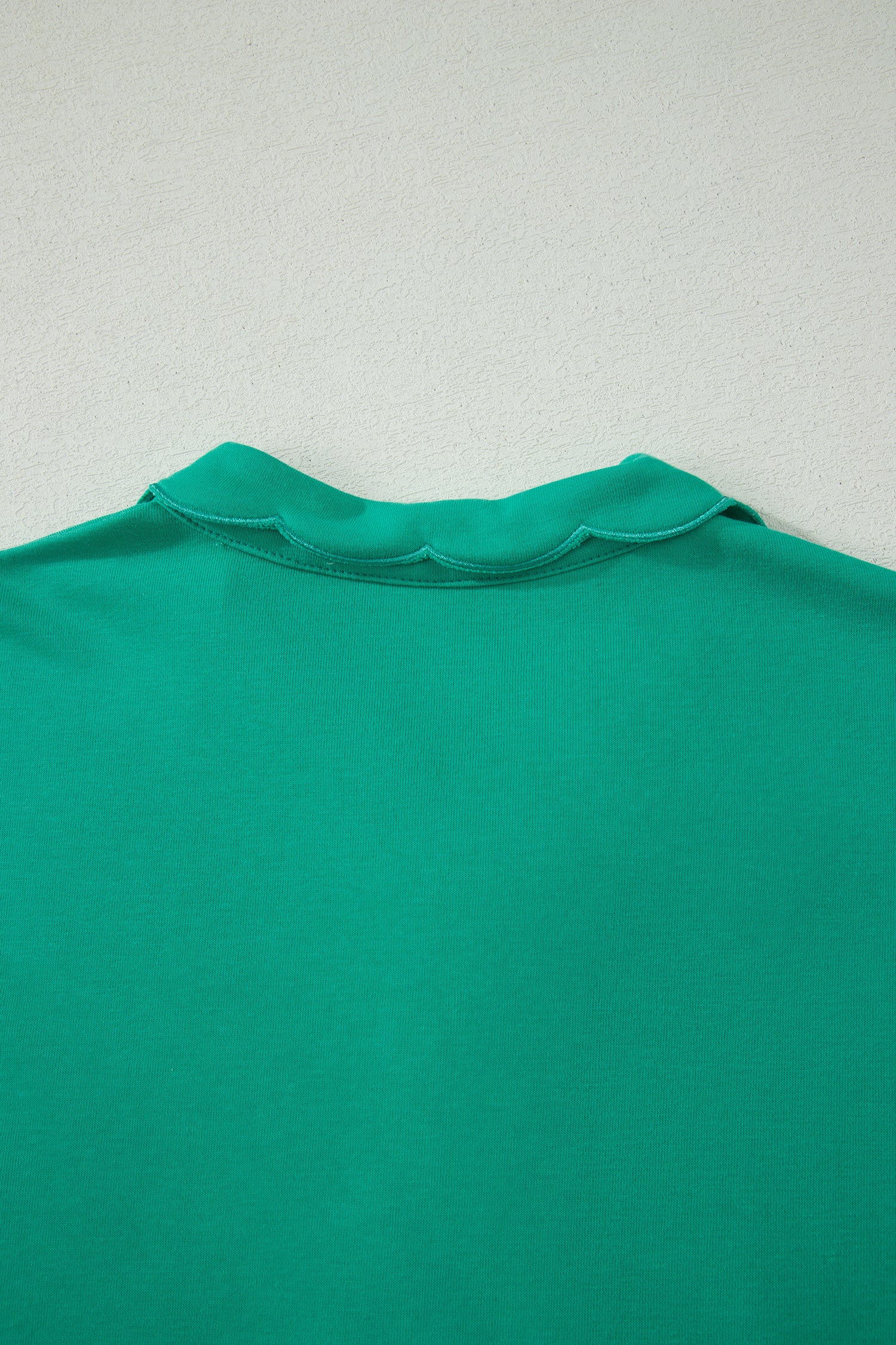 Solid Color Snap Button Polo Collar Short Sleeve Scallop Hem Mini Dress