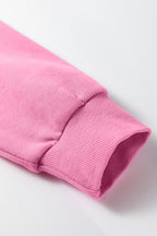 Bright Pink Oversize Blessed Embroidered Mock Neck Sweatshirt
