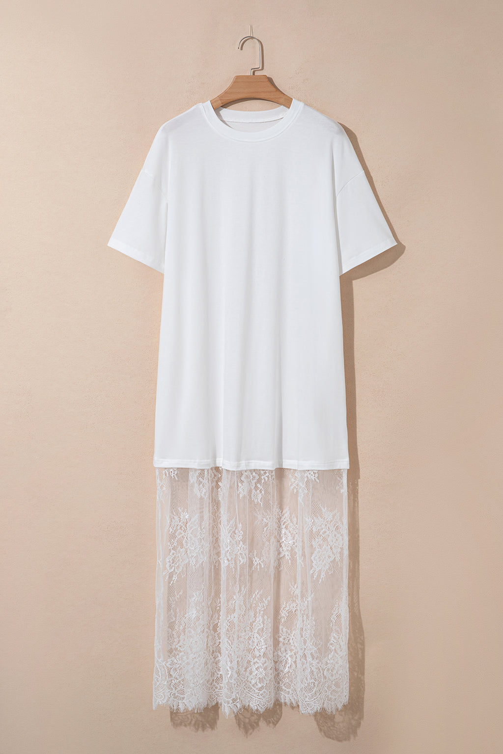 Floral Patchwork Short Sleeve T Shirt Loose Maxi Dress