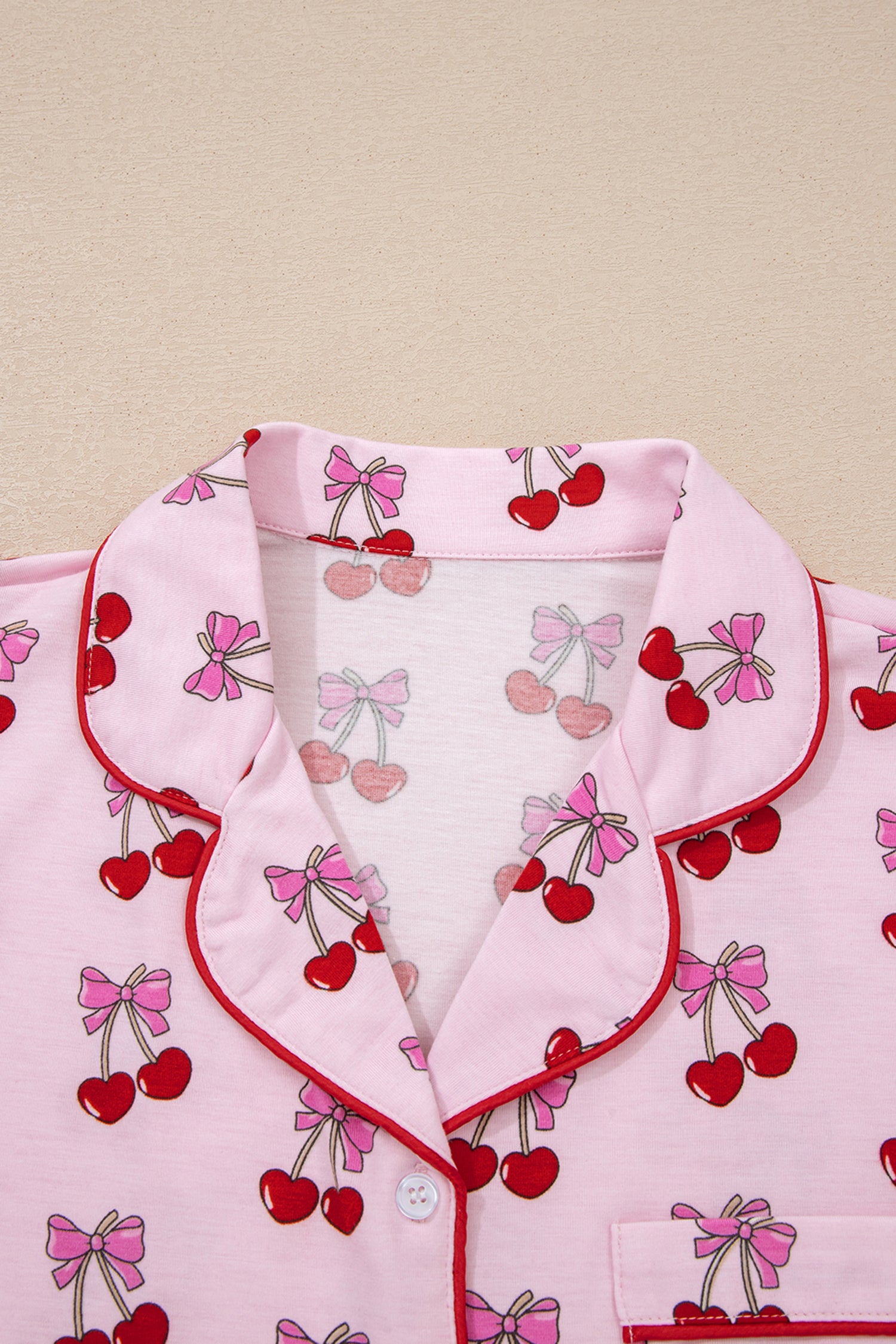 Pink Cherry/Bow Print Short Pyjama Set