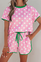 Polka Dot Contrast Edge Casual Short Set