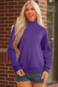 Solid Color Oversized Mock Neck Sweatshirt