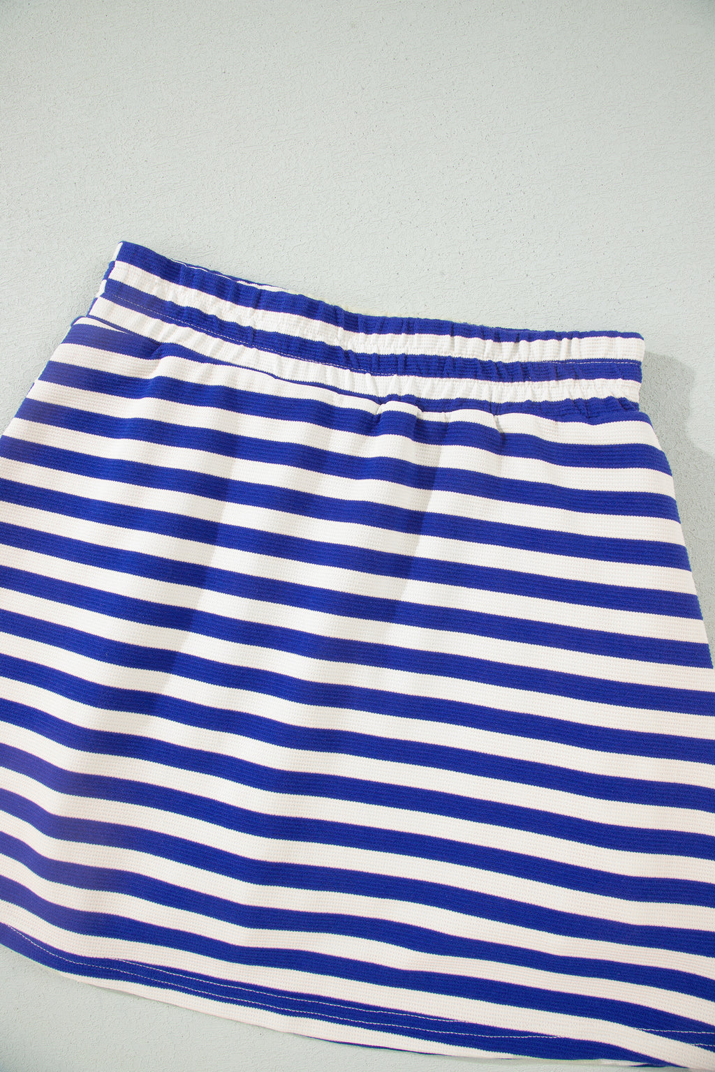 Textured Stripe Print Contrast Trim Zip Collar Sleeveless 2pcs Skort Set