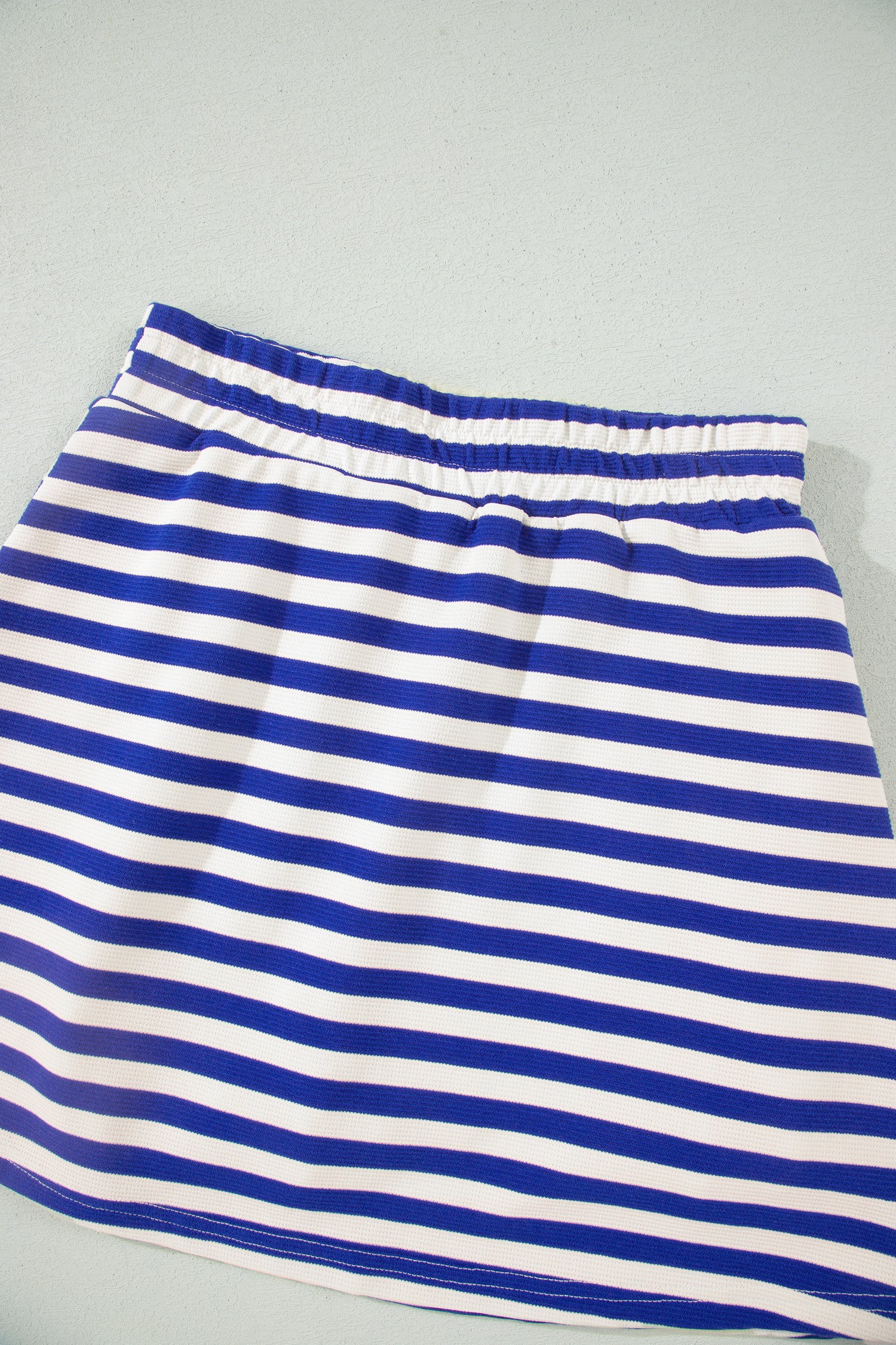 Textured Stripe Print Contrast Trim Zip Collar Sleeveless 2pcs Skort Set
