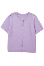 Orchid Petal Short Sleeve Soft Cardigan Sweater T Shirt