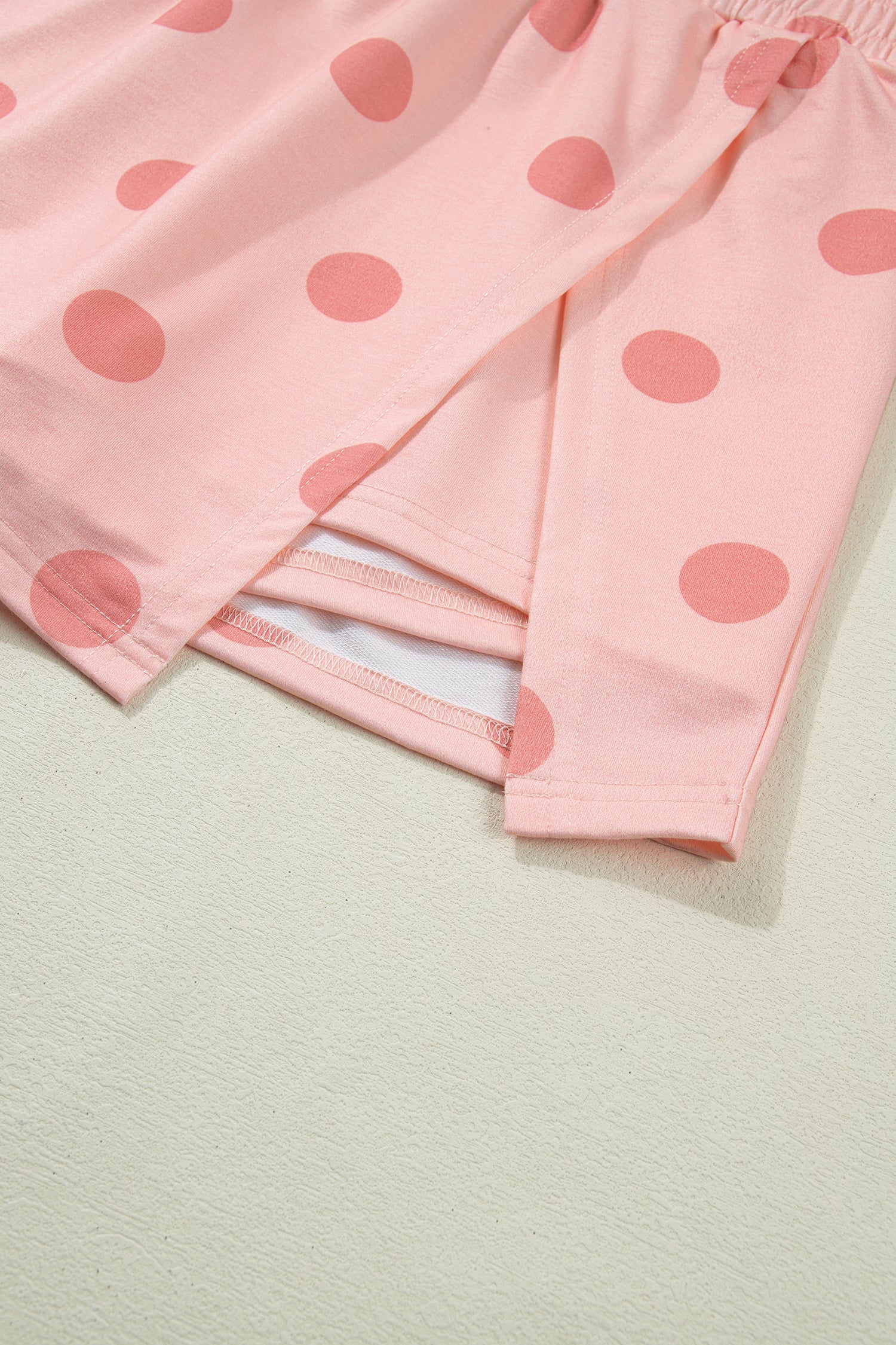 Ribbed Trim Polka Dot Print Tank Split Mini Skort 2pcs Set