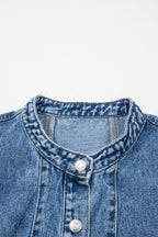 Myosotis Western Belt Button Down Sleeveless Denim Short Dress