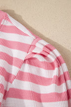 Striped Puff Short Sleeve T Shirt Matching Shorts Set
