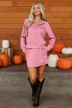 Half Zip Sporty Pullover Mini Skort 2pcs Outfit