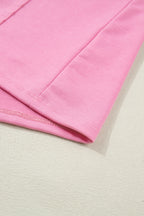 Bright Pink Floral Patched Raw Seam Big Flower Oversize Tee