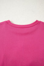 Rose Red Lucky Clover Embroidered Loose Pullover Sweatshirt