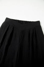 Color black Solid Color Textured Crossed Waist Loose Pants