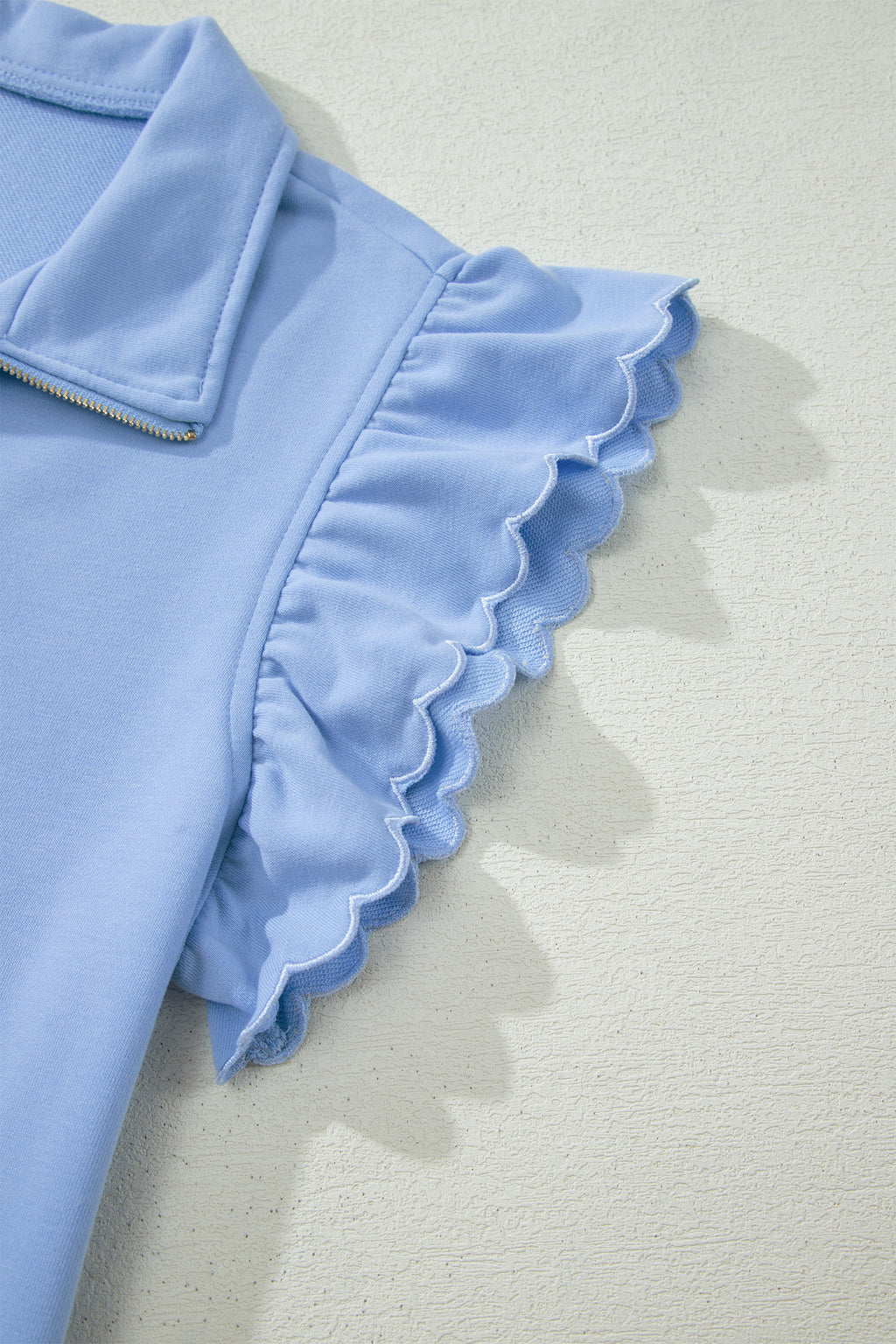 Half Zipped Ruffled Short Set