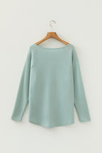 Textured Raglan Sleeve Knit Loose Top