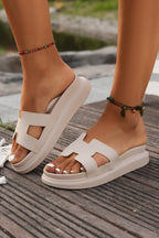Cutout Design Open Toe Platform Slippers (Run Small, Size Up)