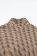 Casual Solid Color Textured Snap Button Collared Baggy Top