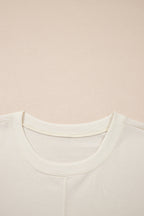 Solid Color Contrast Textured Patchwork Raw Edge 2pcs Short Set