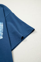 Color Block Chest Pocket Patched Casual Short Sleeve Top