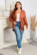 Redwood Burl Mixed Pattern Knitted Open Front Plus Cardigan