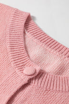 Light Pink Heart Pattern Button Front Cardigan Sweater