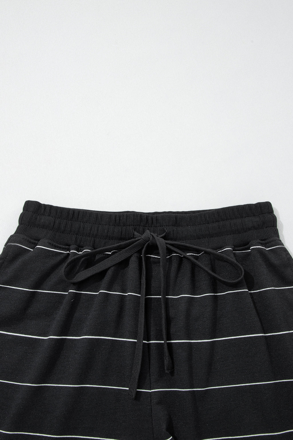Striped Half Sleeve Tee Drawstring Shorts 2pcs Set