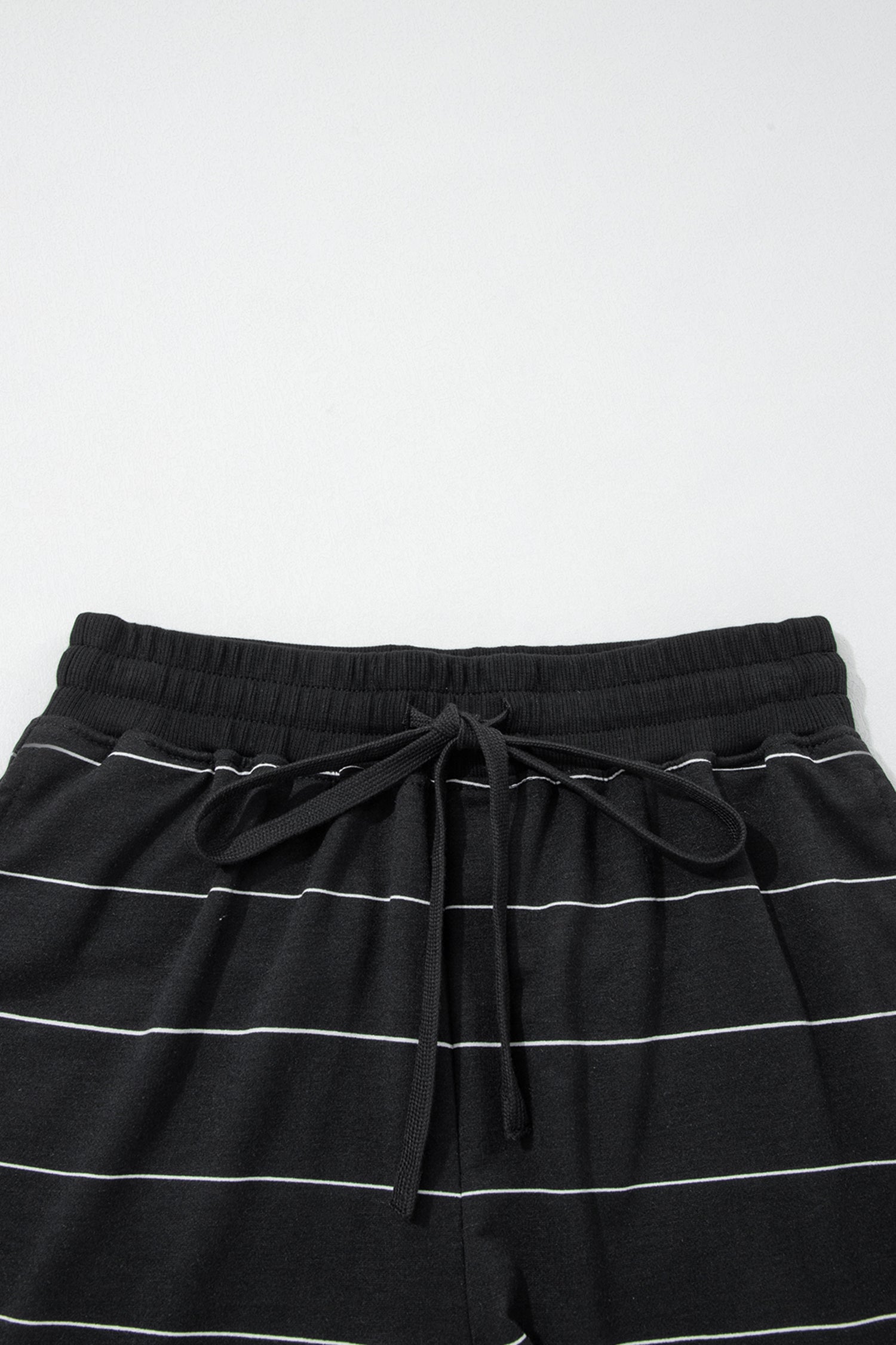 Striped Half Sleeve Tee Drawstring Shorts 2pcs Set