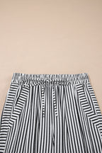 Black Stripe Wide Leg Casual Pants