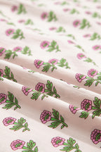 Pink Floral Print V Neck Scallop Trim Button Front Short Sleeve Long Dress