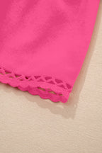 Plus Size Frilled Elastic Waist Lace Trim Boho Ruffled Shorts