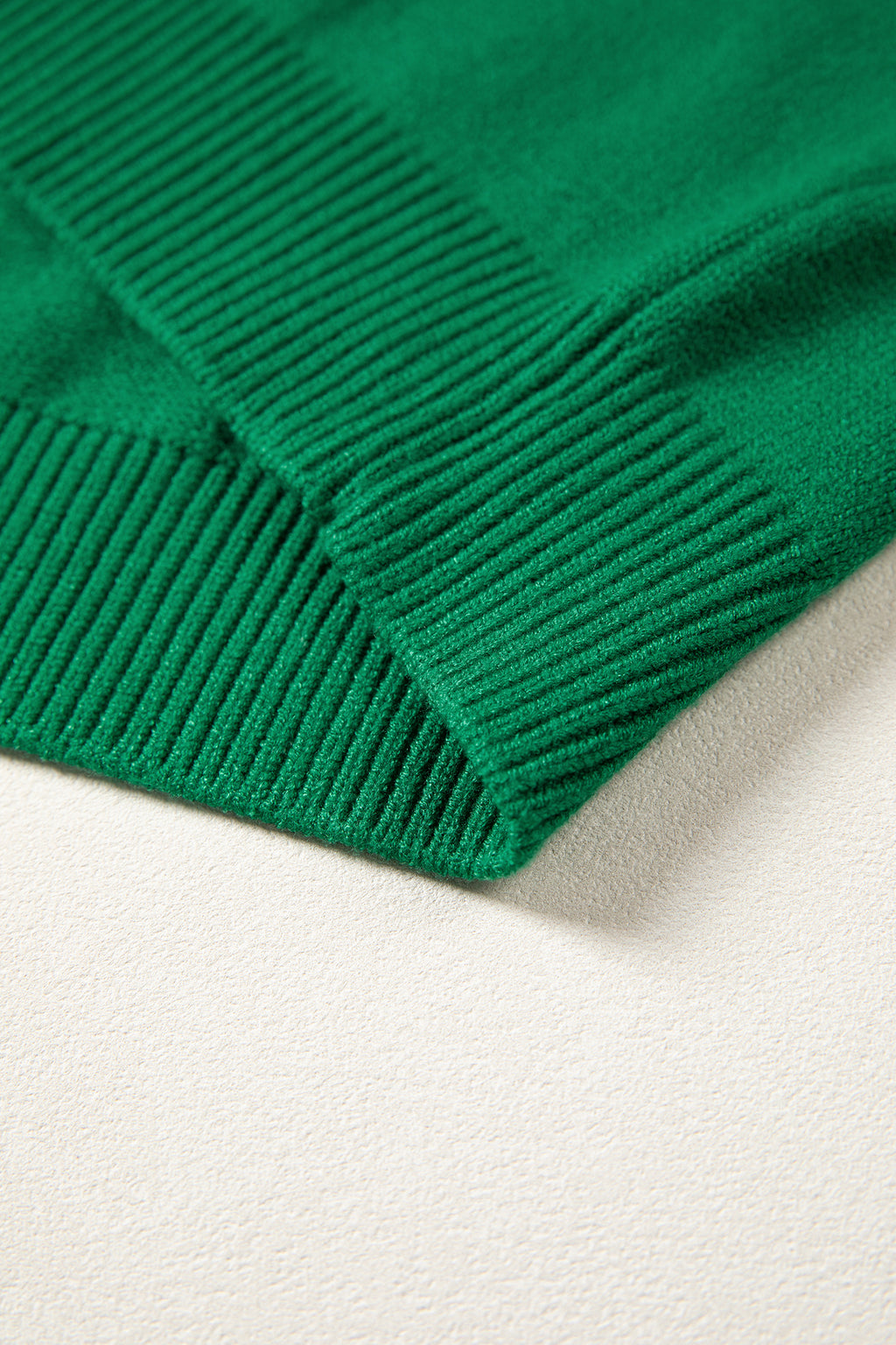 Corded Horseshoes Ribbed Trim Mock Neck Short Sleeve Sweater