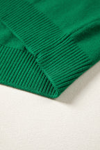 Corded Horseshoes Ribbed Trim Mock Neck Short Sleeve Sweater