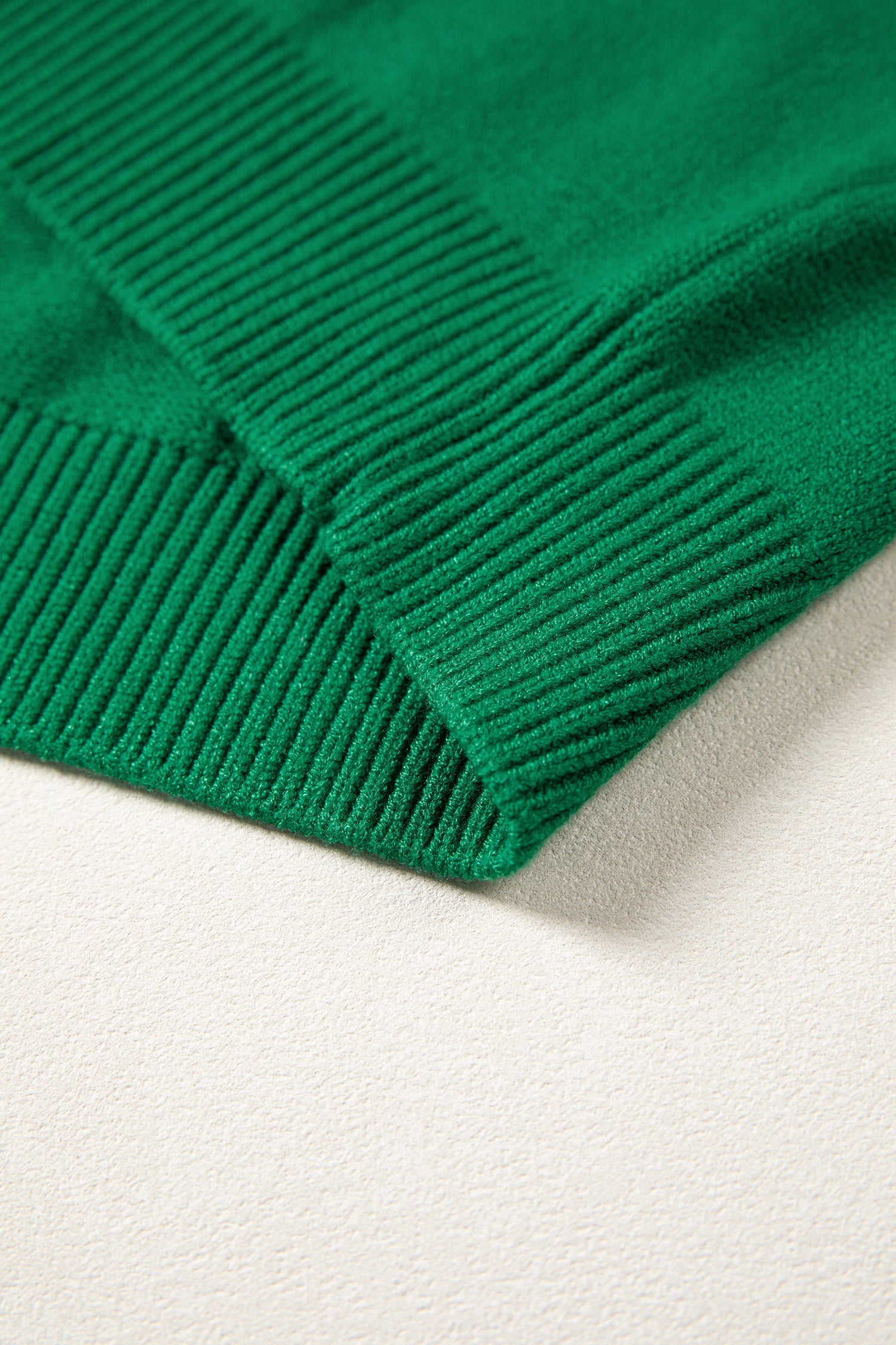 Corded Horseshoes Ribbed Trim Mock Neck Short Sleeve Sweater