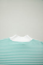 Striped Oversize Mock Neck Sweatshirt and Shorts Set