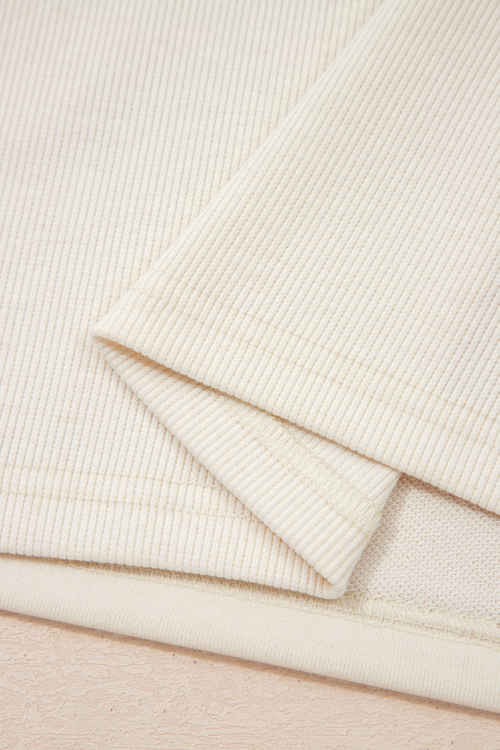 Solid Color Contrast Textured Patchwork Raw Edge 2pcs Short Set
