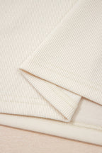 Solid Color Contrast Textured Patchwork Raw Edge 2pcs Short Set