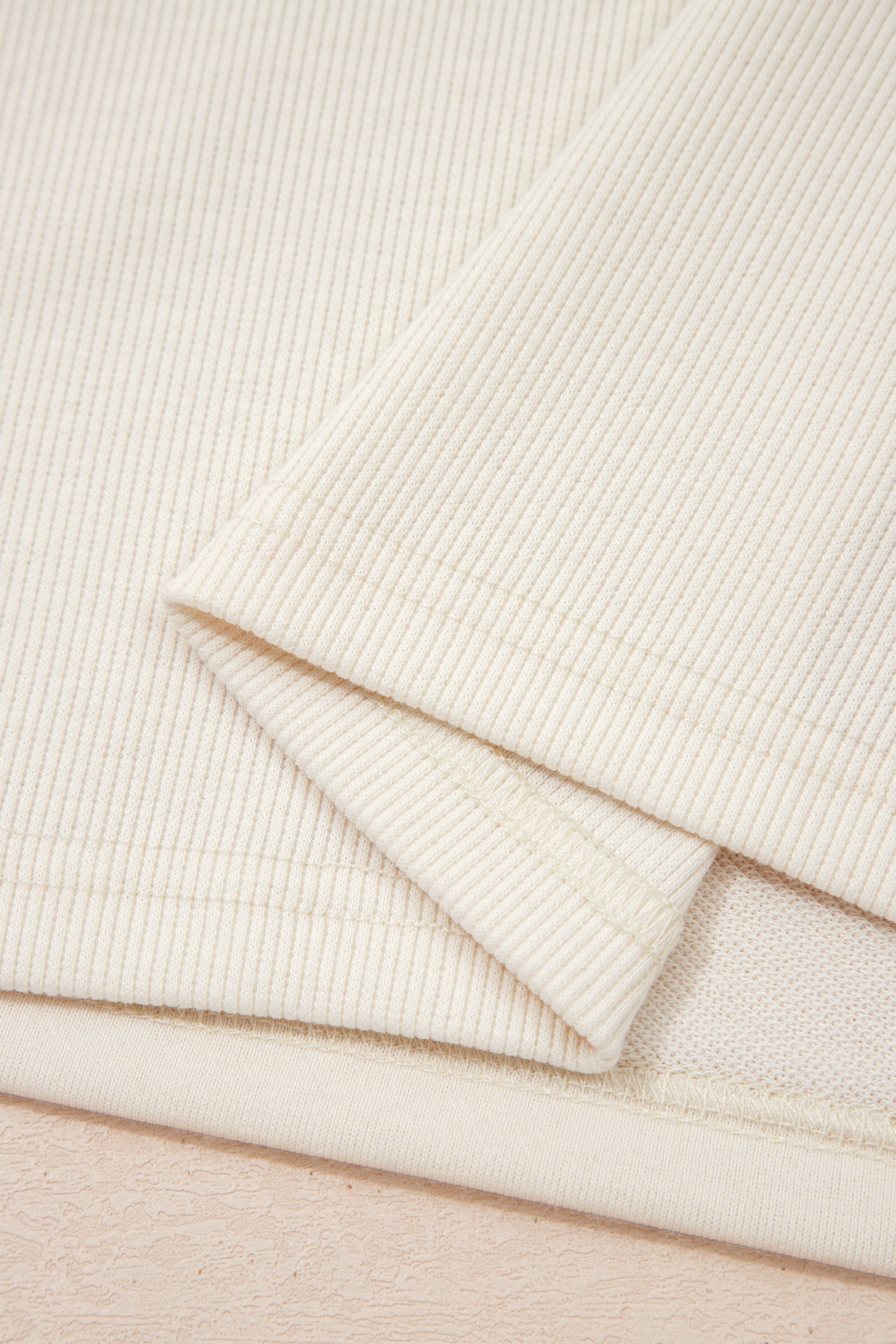 Solid Color Contrast Textured Patchwork Raw Edge 2pcs Short Set