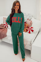 JOLLY Corded Long Sleeve Top and Pockets Pants Set