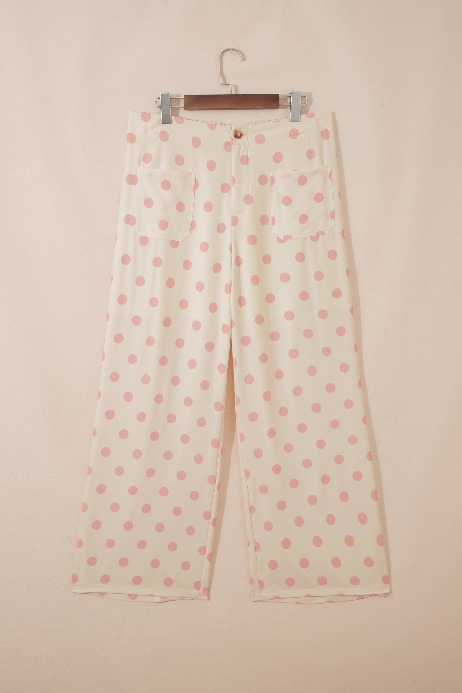 Polka Dot Print Patched Pocket Loose Pants