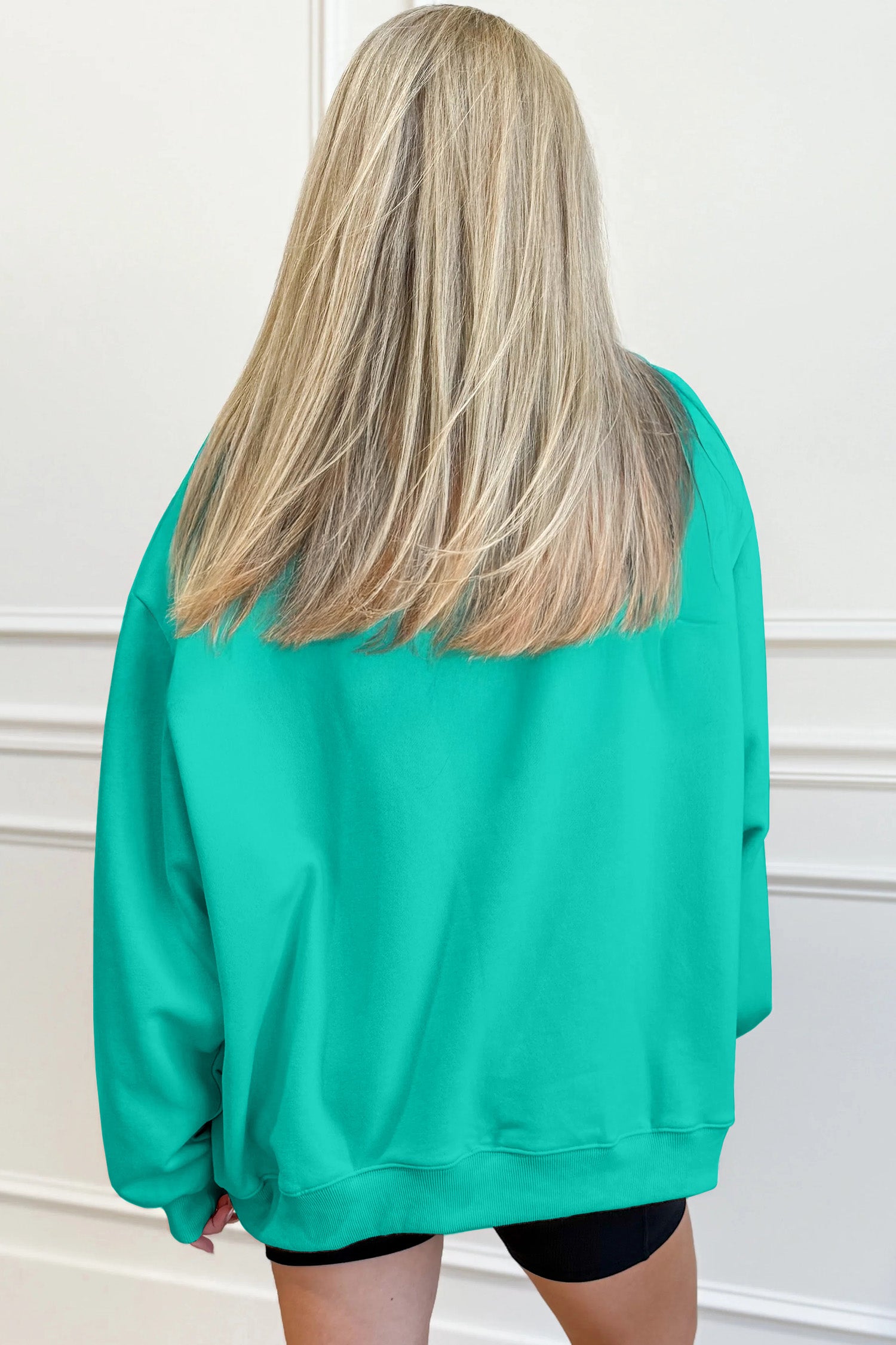 Oversize Blessed Embroidered Mock Neck Sweatshirt