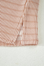 Striped Raised Rib Loose Tee Drawstring Elastic Waist 2pcs Short Set